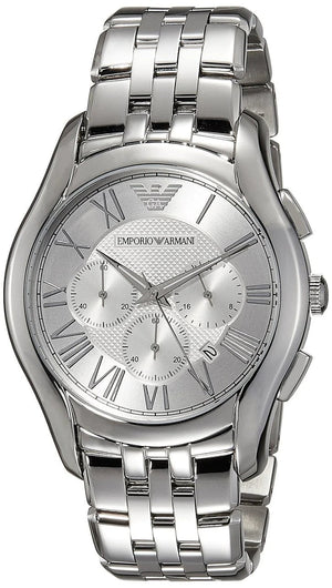 Emporio Armani Velente Chronograph Quartz Silver Dial Silver Steel Strap Watch For Men - AR1702