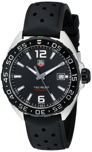 Tag Heuer Formula 1 Quartz Black Dial Black Rubber Strap Watch for Men - WAZ1110.FT8023