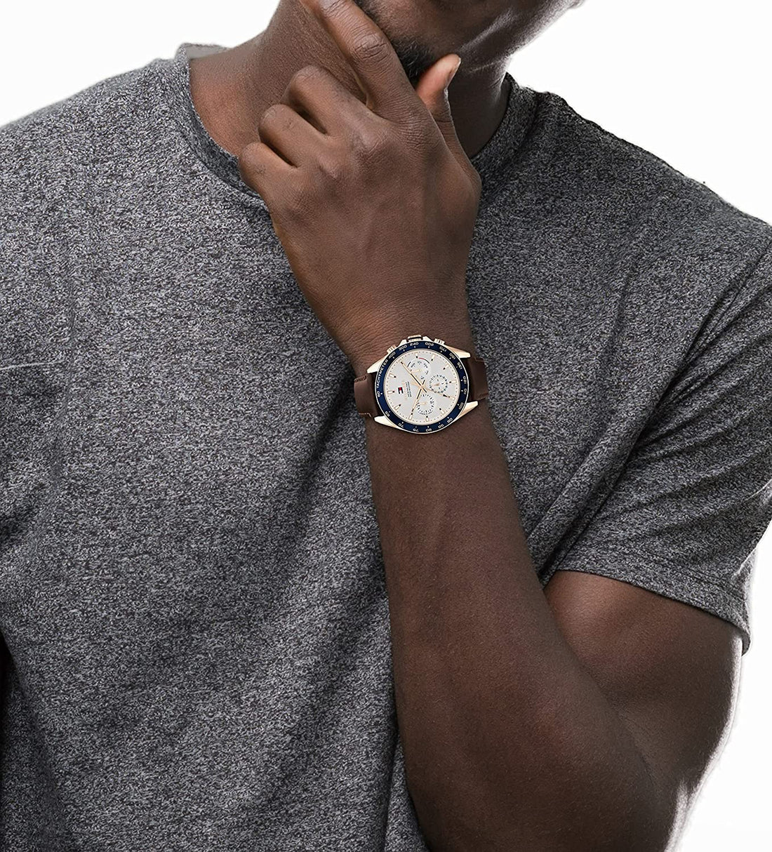 Tommy Hilfiger Chase Quartz Brown Dial Brown Leather Strap Watch for Men - 1791579