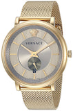 Versace V Circle Quartz Gold Dial Gold Mesh Bracelet Watch For Men - VBQ070017