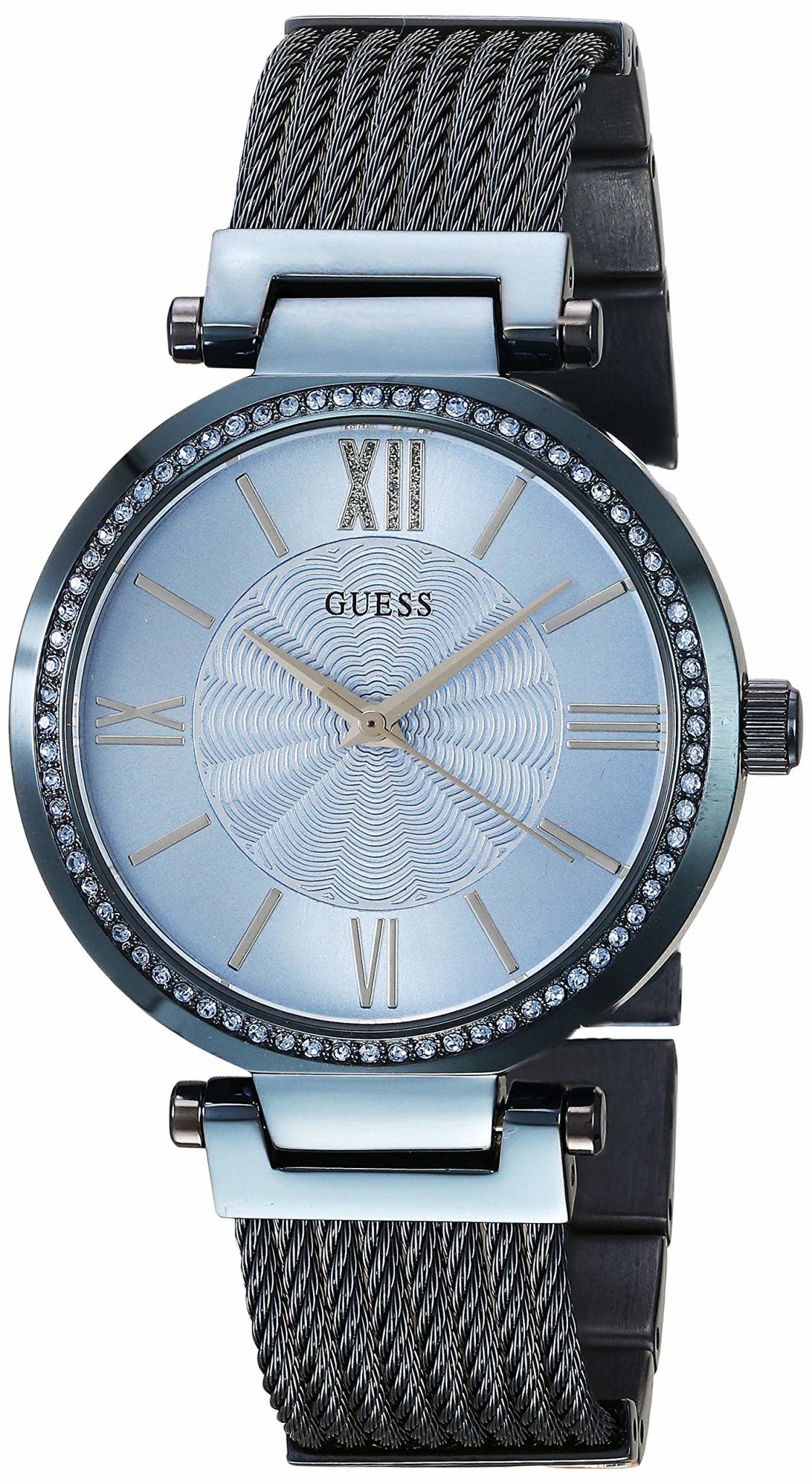 Guess Soho Diamonds Blue Dial Blue Mesh Bracelet Watch For Women - W0638L3