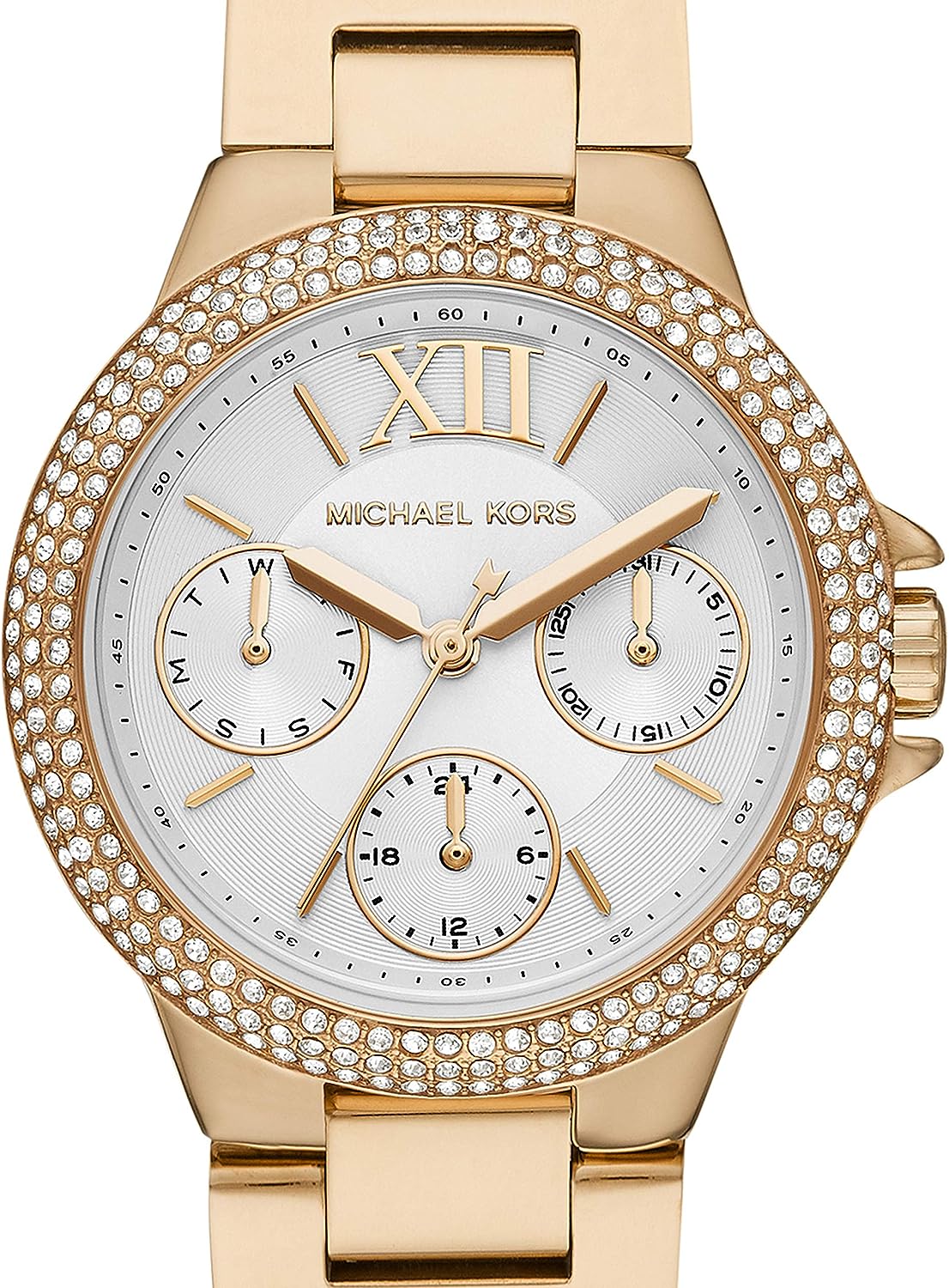 Michael Kors Camille Multifunction White Dial Rose Gold Steel Strap Watch For Women - MK6845