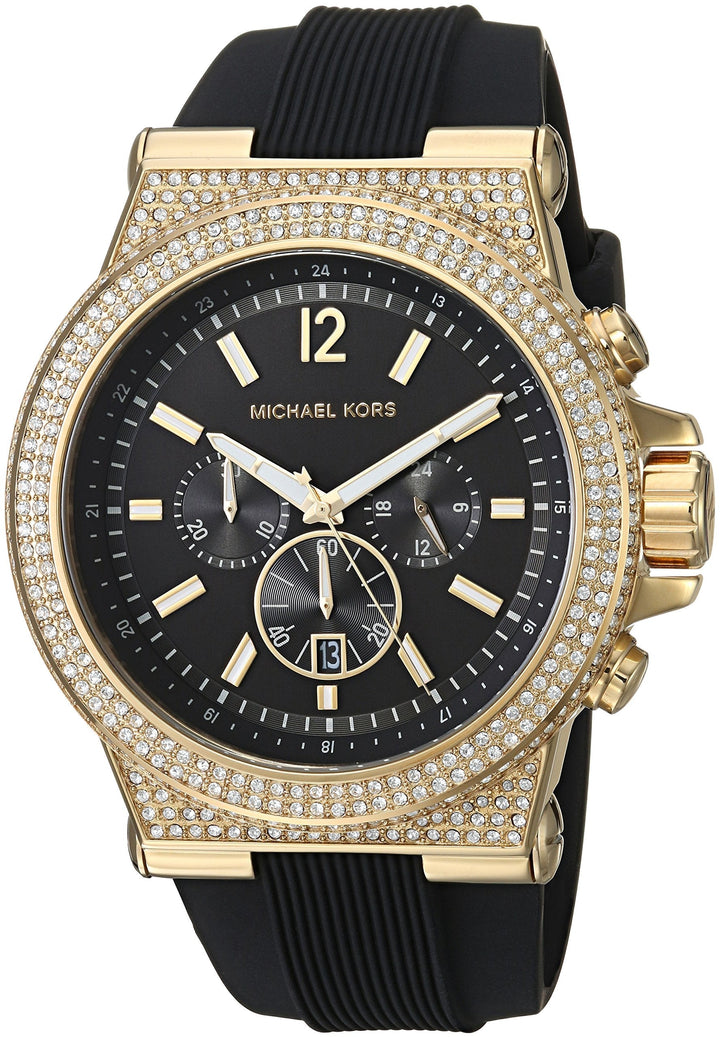 Michael Kors Dylan Chronograph Black Dial Black Rubber Strap Watch For Women - MK8556