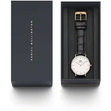 Daniel Wellington Classic Reading White Dial Black Leather Strap Watch For Women - DW00100041