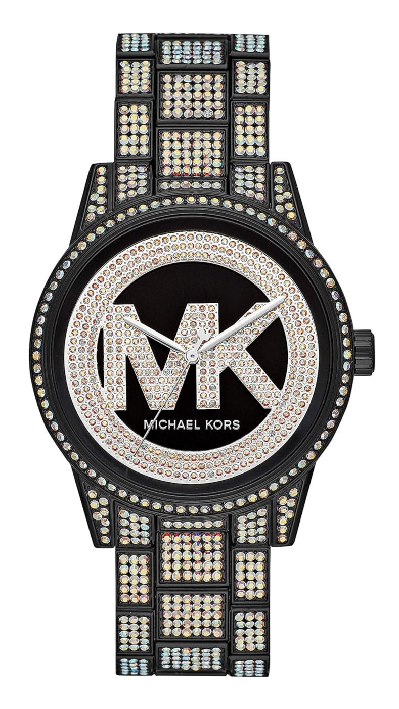 Michael Kors Ritz Crystals Black Dial Two Tone Steel Strap Watch for Women - MK6733