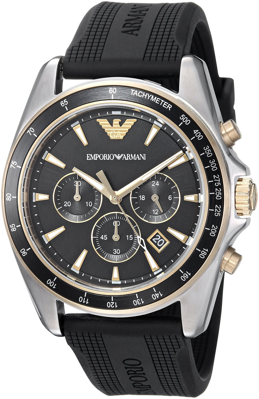 Emporio Armani Sigma Chronograph lack Dial Black Rubber Strap Watch For Men - AR80003
