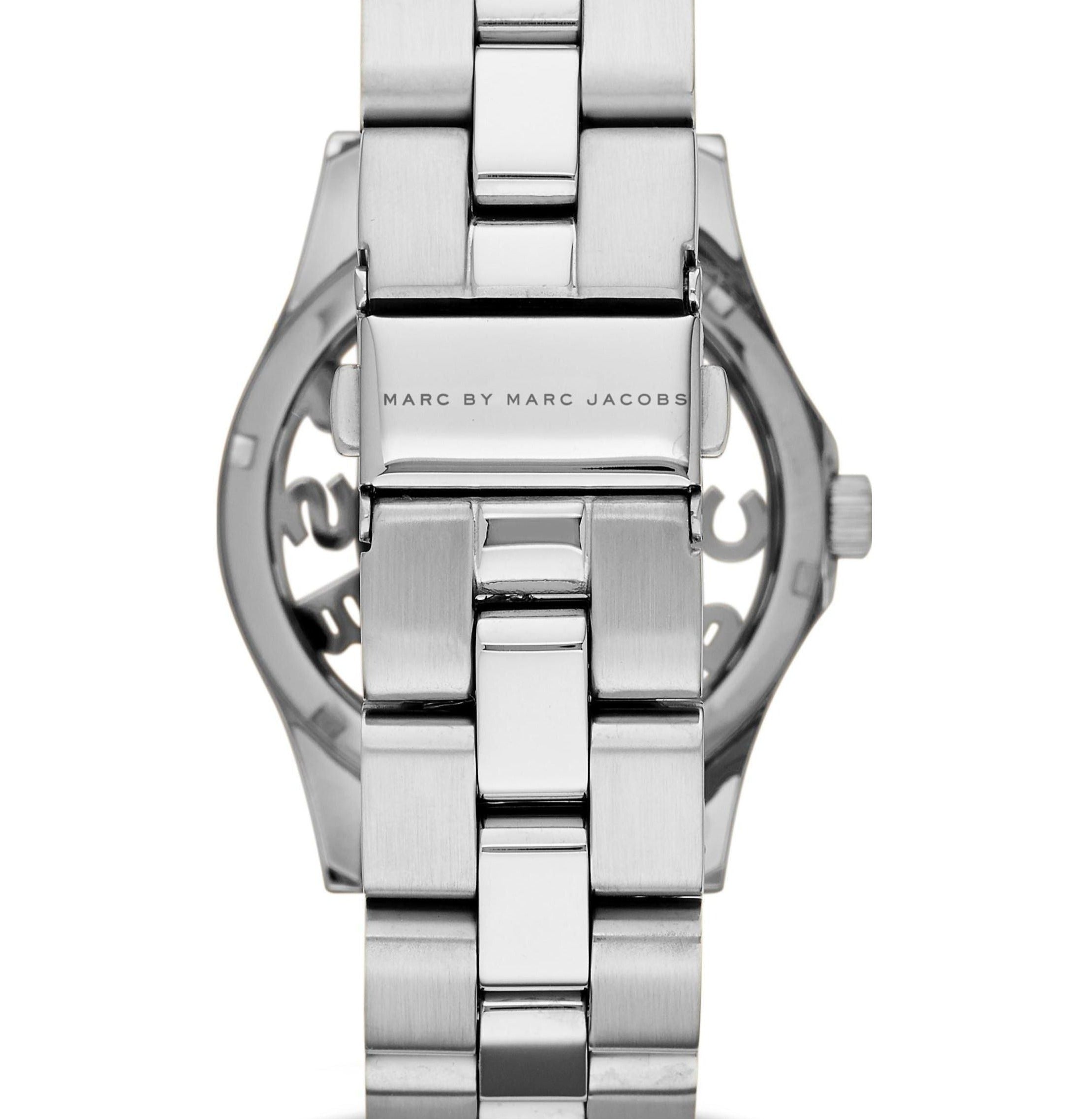 Marc Jacobs Henry Skeleton Silver Dial Silver Steel Strap Watch for Women - MBM3262