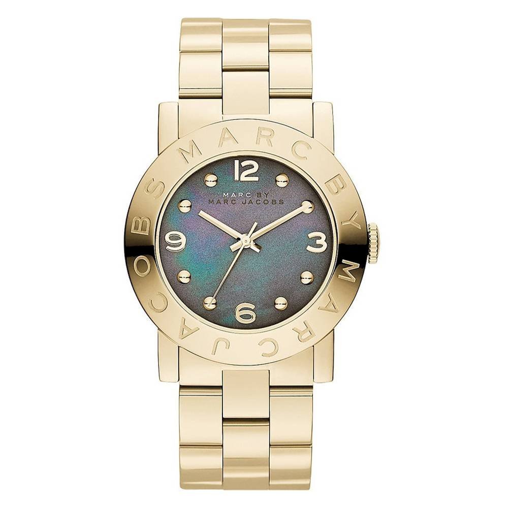 Marc Jacobs Amy Green Dial Gold Steel Strap Watch for Women - MBM8609