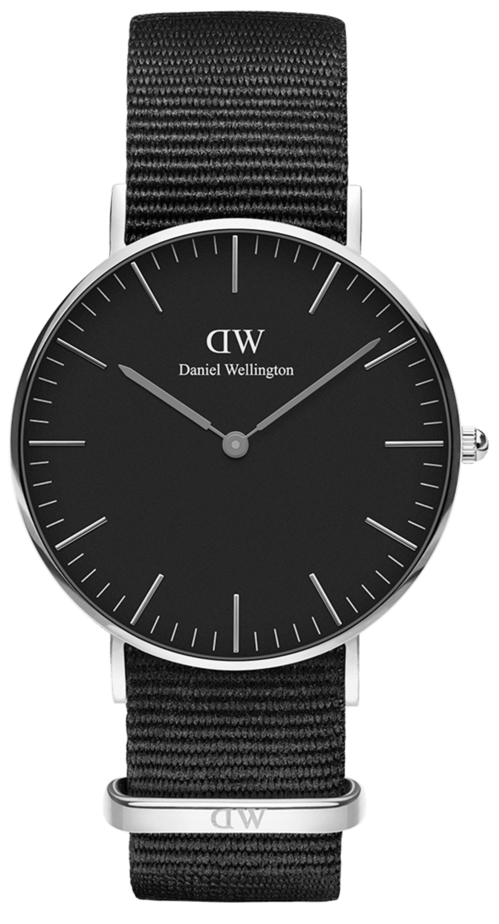 Daniel Wellington Classic Cornwall Black Dial Black Nylon Strap Watch For Women - DW00100149
