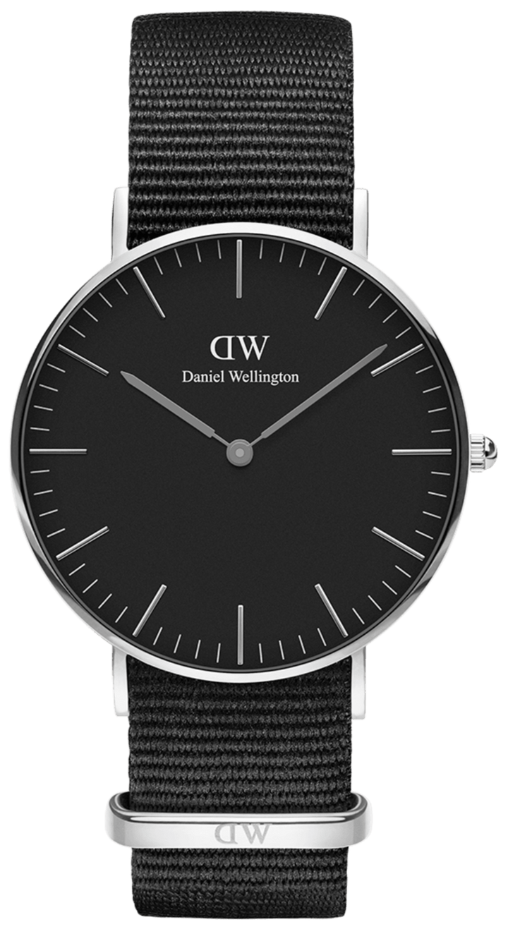 Daniel Wellington Classic Cornwall Black Dial Black Nylon Strap Watch For Women - DW00100149