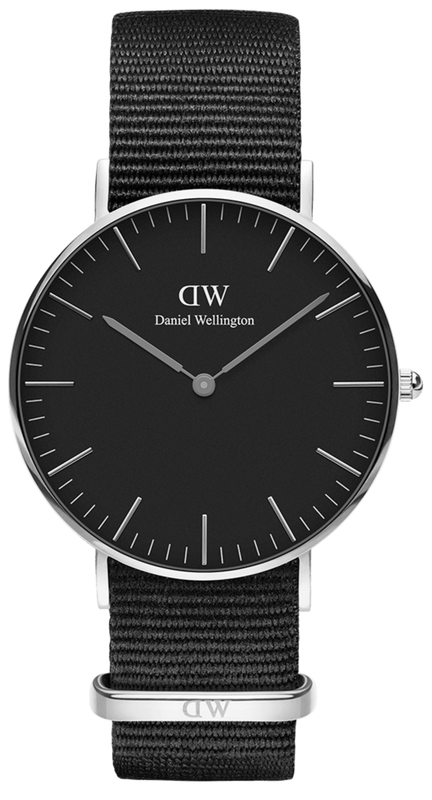 Daniel Wellington Classic Cornwall Black Dial Black Nylon Strap Watch For Women - DW00100149