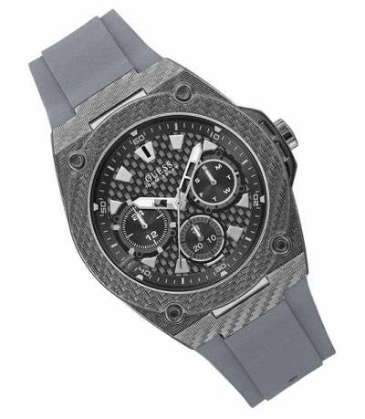 Guess Legacy Grey Dial Grey Silicone Strap Watch For Men - W1048G1