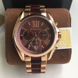 Michael Kors Bradshaw Burgundy Dial Two Tone Steel Strap Watch for Women - MK6270
