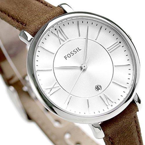 Fossil Jacqueline White Dial Brown Leather Strap Watch for Women - ES3708