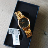 Daniel Wellington Iconic Link Black Dial Rose Gold Steel Strap Watch for Women - DW00100212