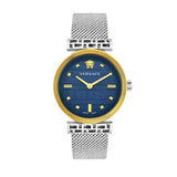 Versace Meander Blue Dial Silver Mesh Bracelet Watch for Women - VELW00520