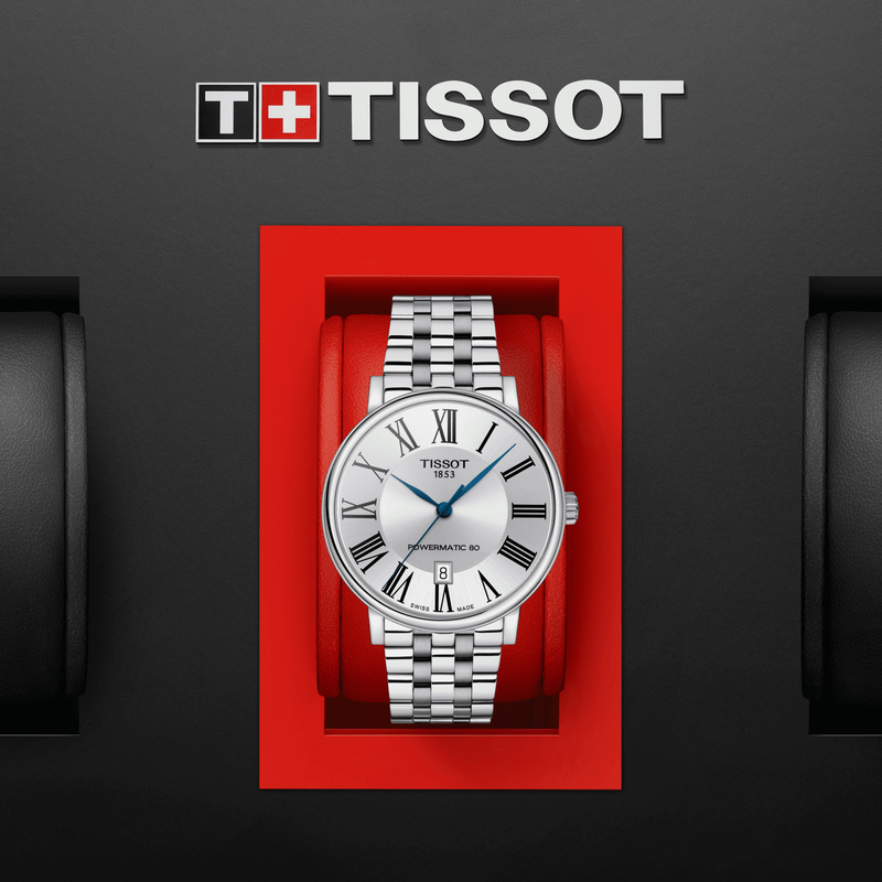 Tissot T Classic Carson Premium Powermatic 80 Silver Dial Silver Steel Strap Watch For Men - T122.407.11.033.00