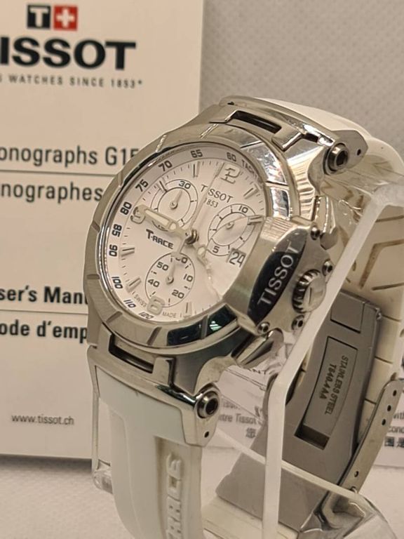 Tissot T Race Lady Chronograph White Dial White Rubber Strap Watch for Women - T048.217.17.017.00