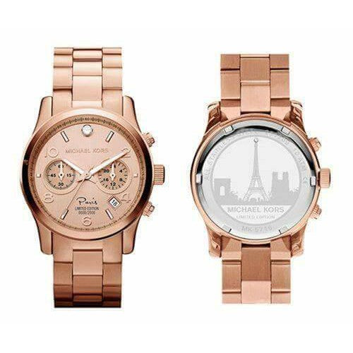 Michael Kors Paris Limited Edition Rose Gold Dial Steel Strap Watch for Women - MK5716