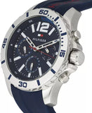 Tommy Hilfiger Nolan Chronograph Blue Dial Blue Rubber Strap Watch for Men - 1791142