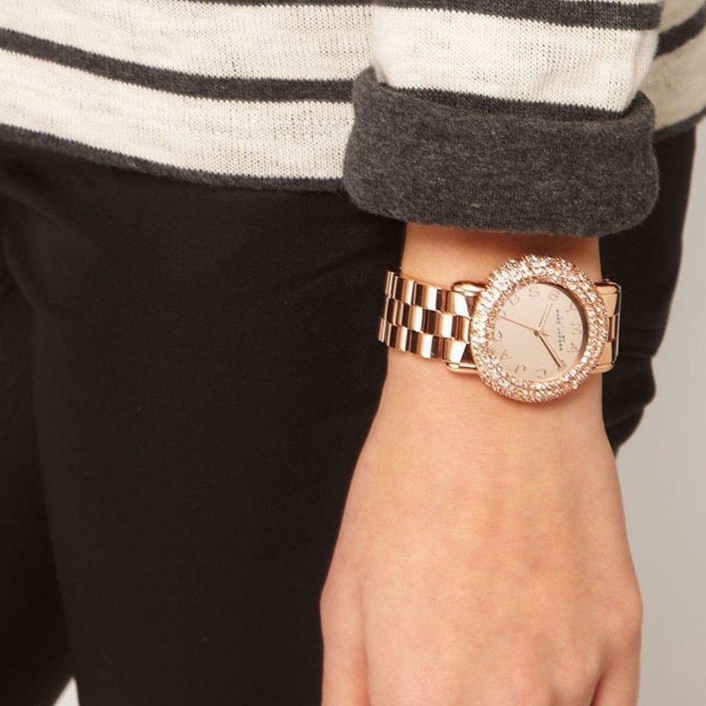 Marc Jacobs Marci Crystals Rose Gold Dial Rose Gold Steel Strap Watch for Women - MBM3192