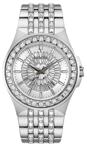 Bulova Phantom Crystal Silver Dial Silver Steel Strap Watch for Men - 96A236
