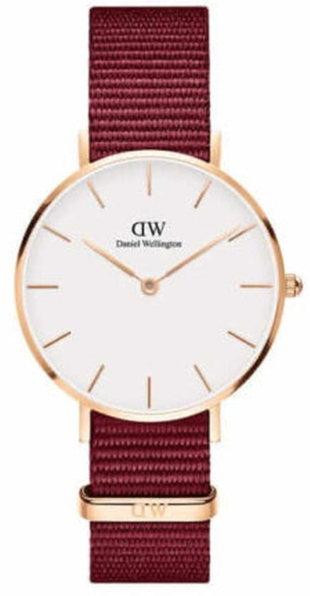 Daniel Wellington Petite Roselyn White Dial Red Nylon Strap Watch For Women - DW00100291