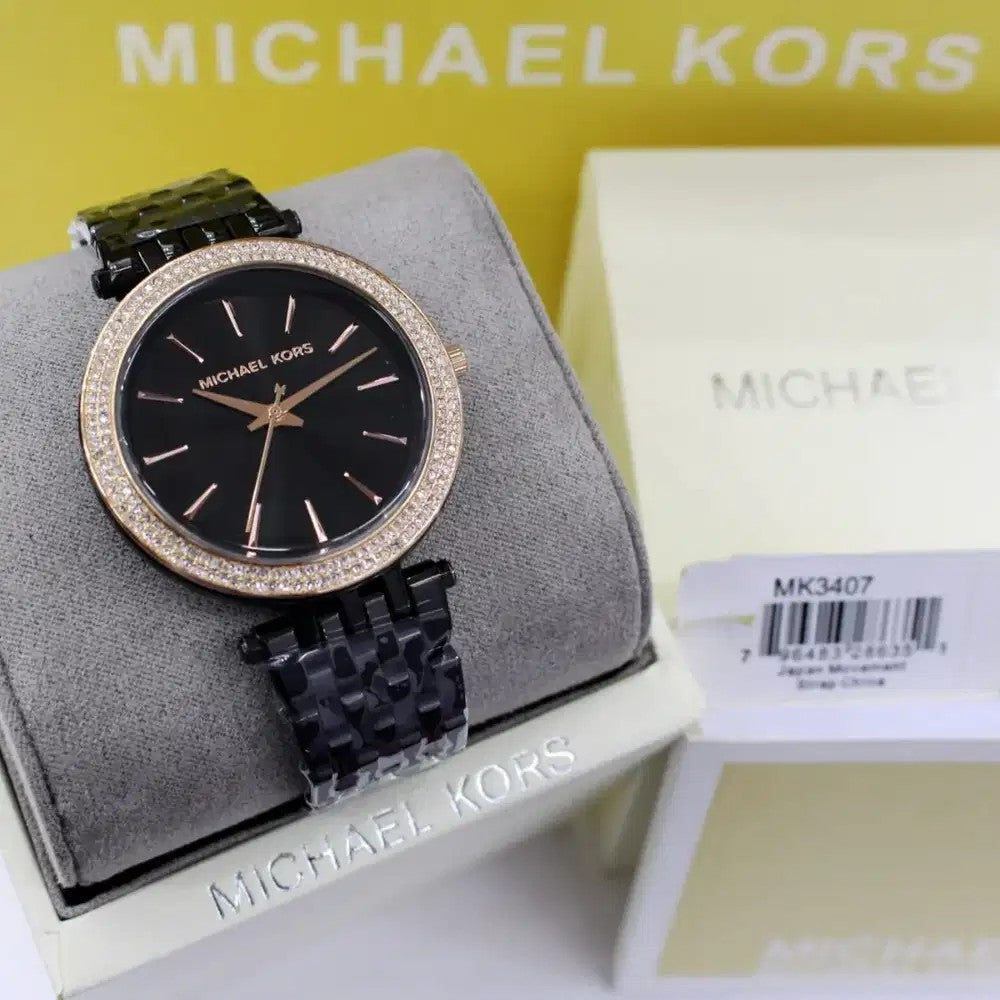 Michael Kors Darci Black Dial Black Steel Strap Watch for Women - MK3322