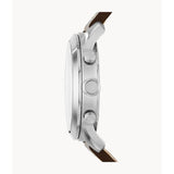 Fossil Pilot Chronograph White Dial Brown Leather Strap Watch for Men - FS5146