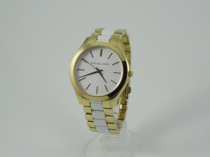 Michael Kors Slim Runway Quartz White Dial Two Tone Steel Strap Watch For Women - MK4295