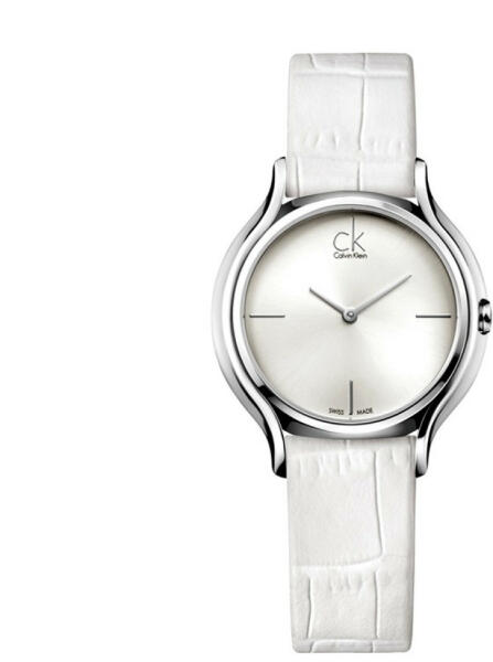 Calvin Klein Skirt White Dial White Leather Strap Watch for Women - K2U231K6