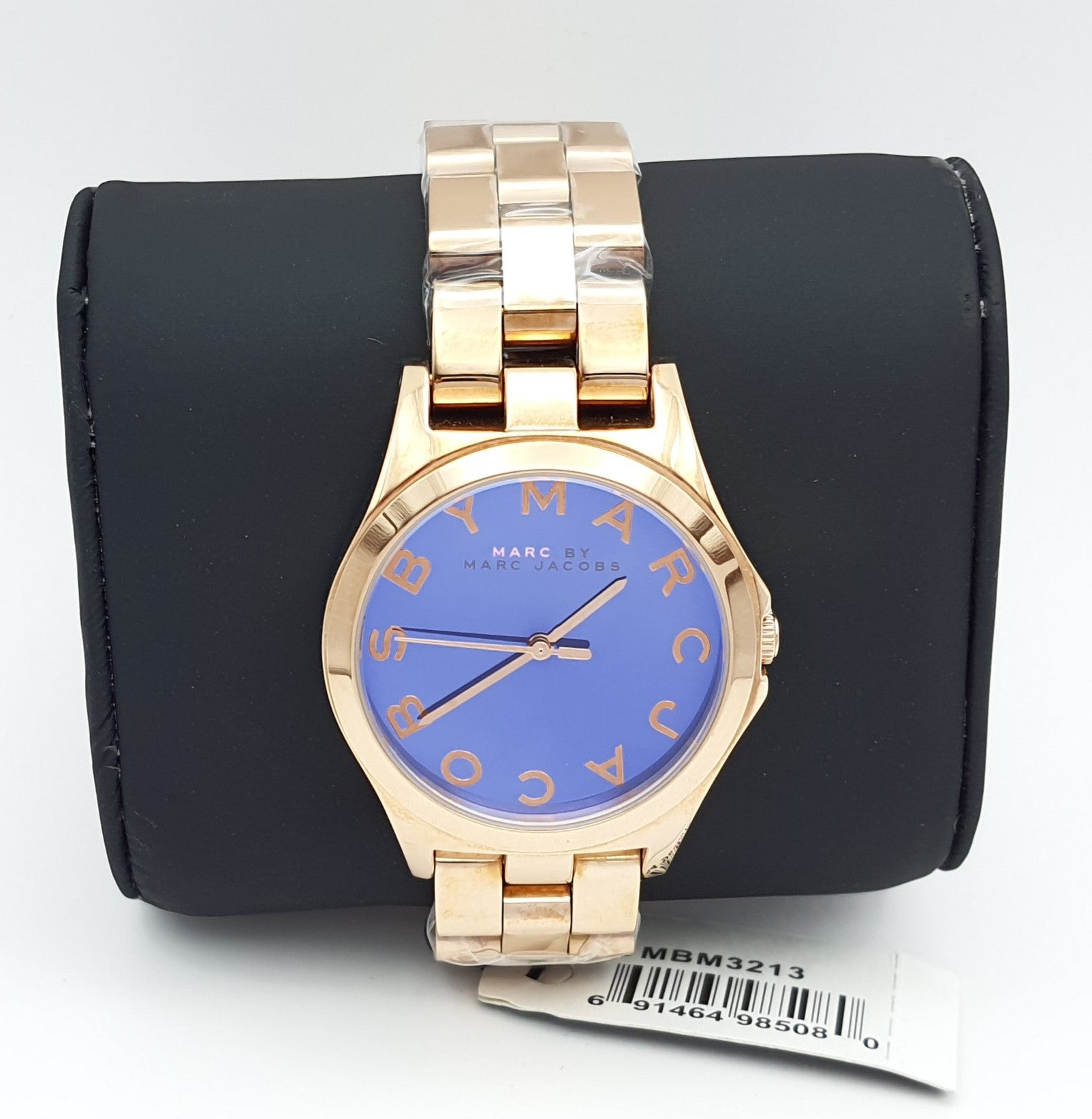 Marc Jacobs Henry Blue Dial Rose Gold Steel Strap Watch for Women - MBM3213