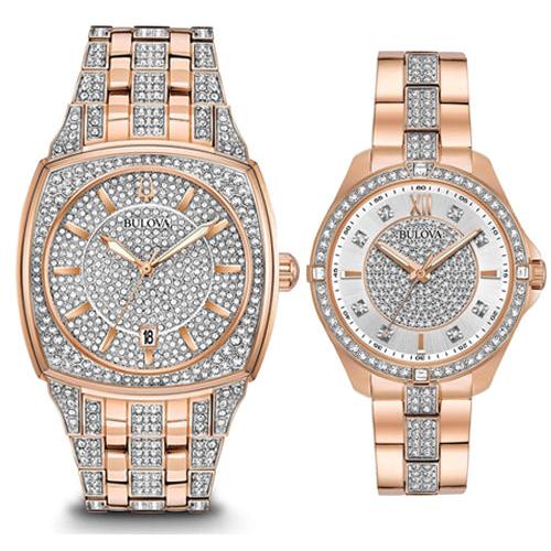 Bulova Phantom Crystal Silver Dial Two Tone Steel Strap Watch for Men - 98B324