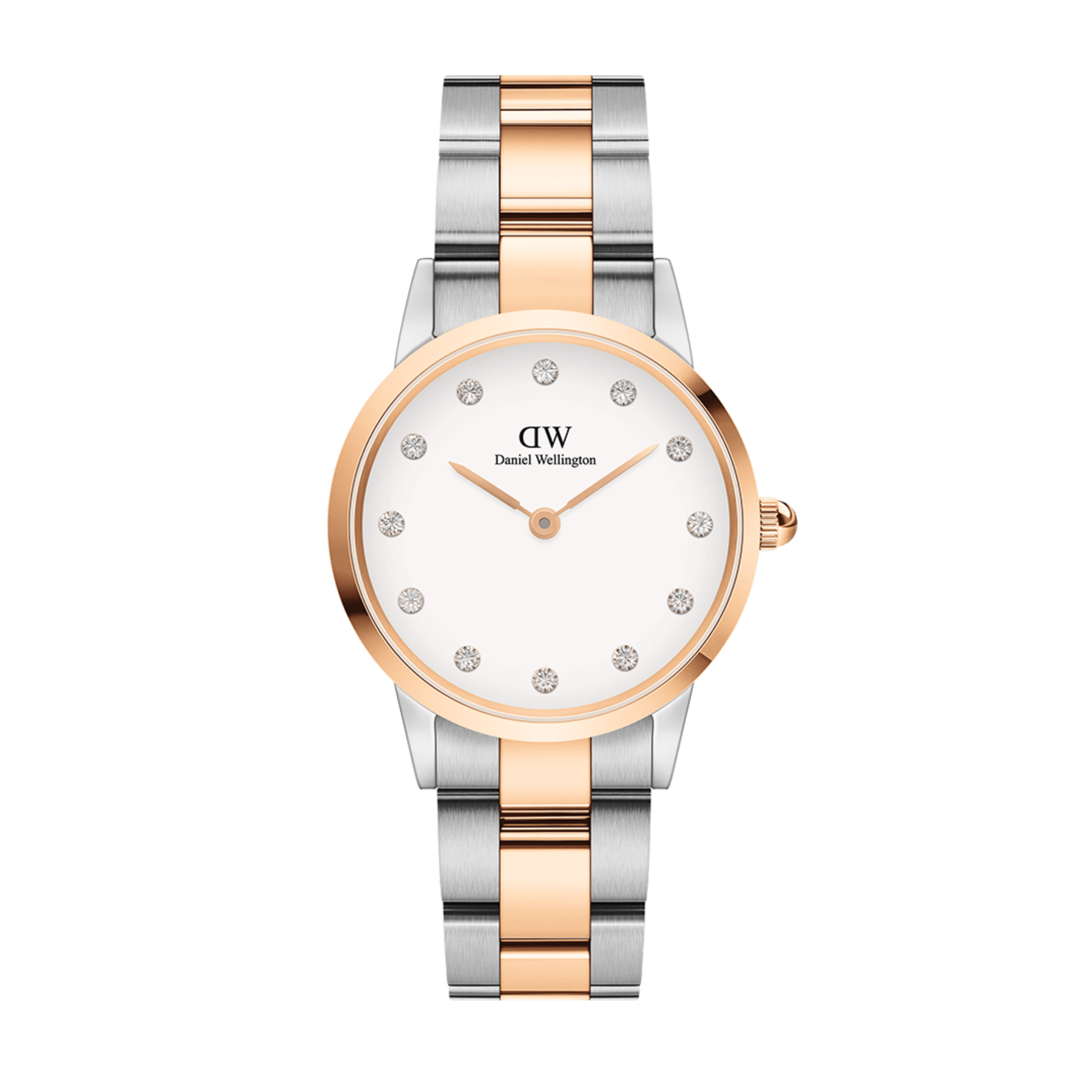 Daniel Wellington Iconic Link White Dial Two Tone Steel Strap Watch For Women - DW00100358