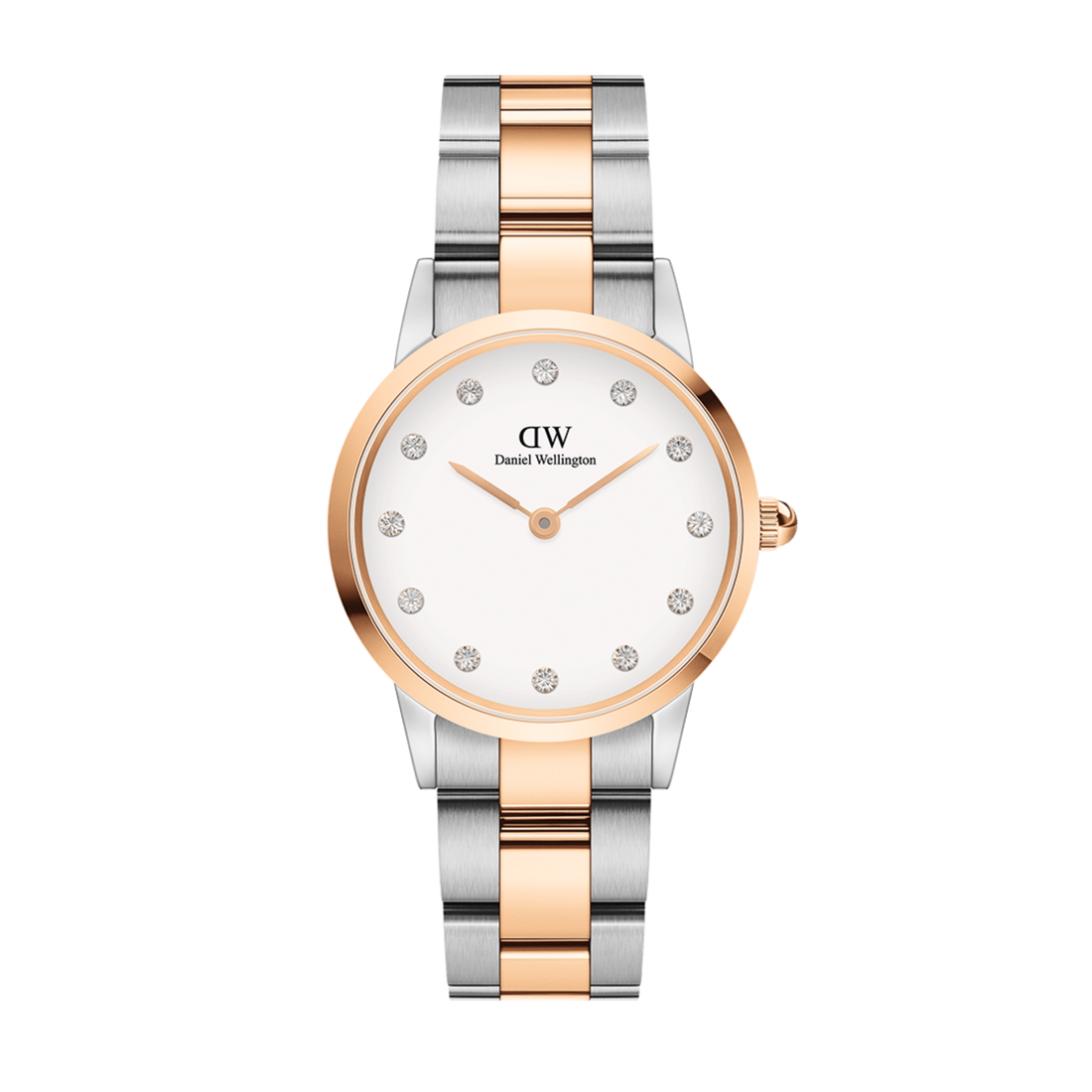 Daniel Wellington Iconic Link White Dial Two Tone Steel Strap Watch For Women - DW00100358