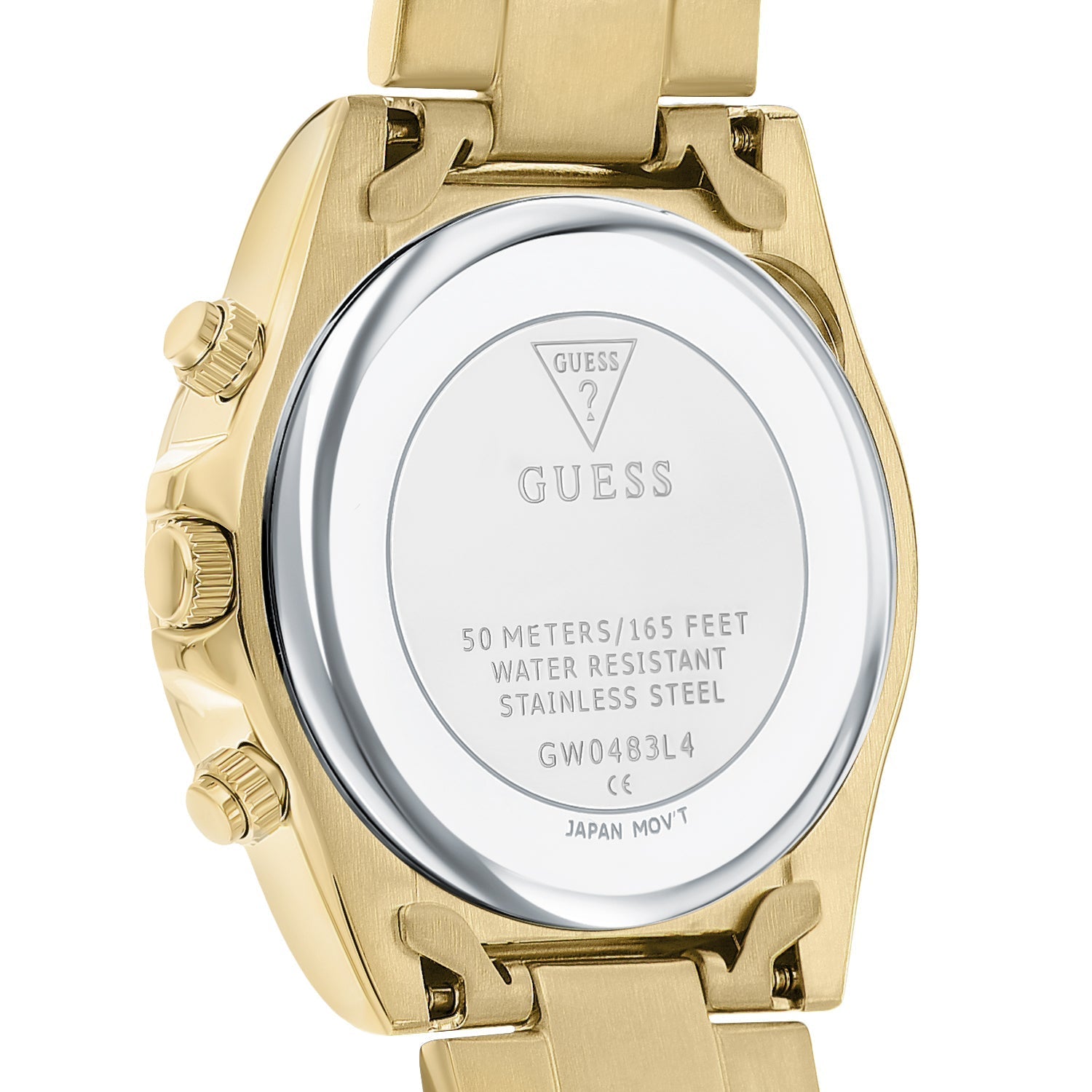 Guess Confetti Chronograph Rainbow Dial Gold Steel Strap Watch For Women - GW0483L4