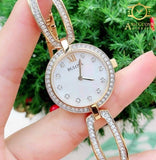 Bulova Crystal Collection Mother of Pearl Dial Gold Steel Strap Watch for Women - 98L225