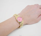 Michael Kors Lexington Quartz Orange Dial Gold Steel Strap Watch For Women - MK3284