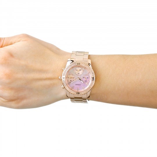 Guess Confetti Pink Dial Rose Gold Steel Strap Watch For Women - W0774L3