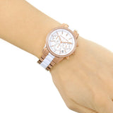 Michael Kors Ritz White Dial Two Tone Steel Strap Watch for Women - MK6324