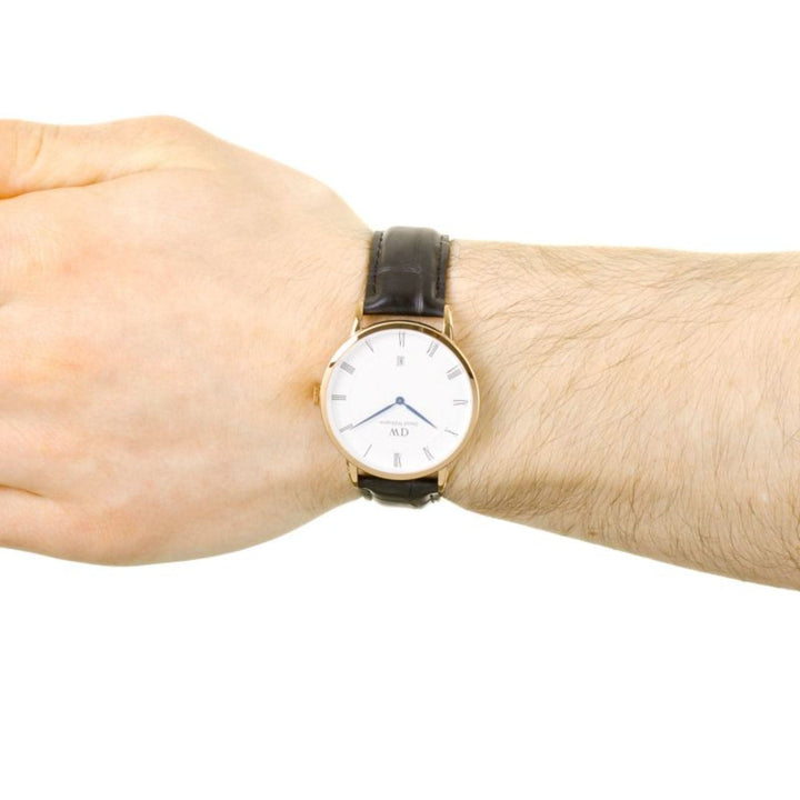 Daniel Wellington Dapper Reading White Dial Black Leather Strap Watch For Men - DW00100107