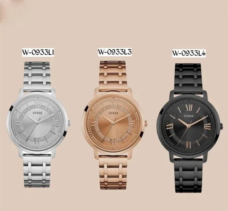 Guess Montauk Rose Gold Dial Rose Gold Steel Strap Watch For Women - W0933L3