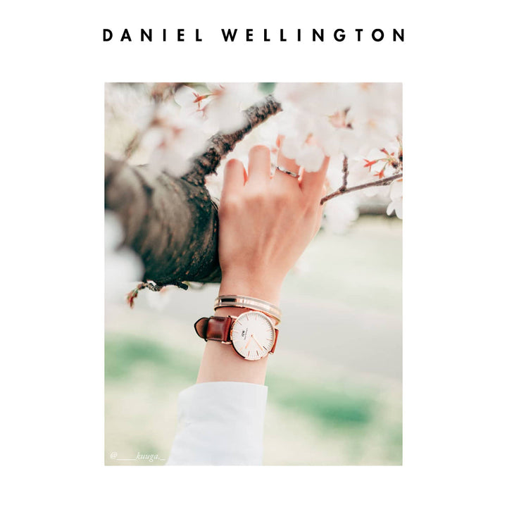 Daniel Wellington Classic Suffolk White Dial Brown Leather Strap Watch For Women - DW00100120