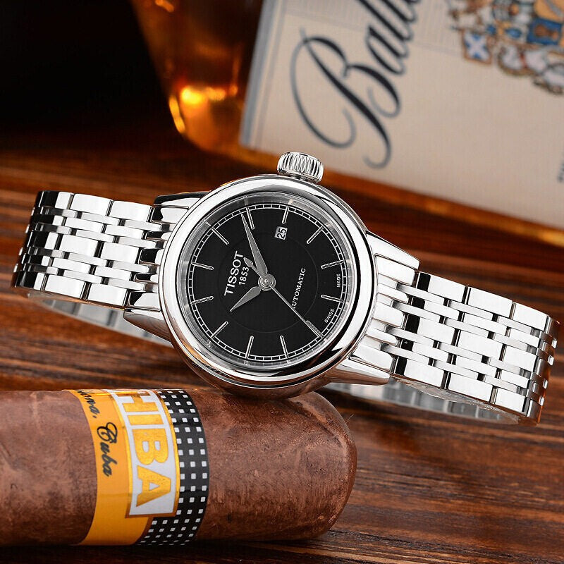 Tissot Carson Automatic Black Dial Silver Steel Strap Watch For Women - T085.207.11.051.00