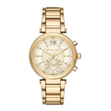 Michael Kors Sawyer White Dial Gold Steel Strap Watch for Women - MK6362