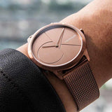 Calvin Klein Minimal Quartz Pink Gold Dial Pink Gold Mesh Bracelet Watch for Men - K3M11TFK