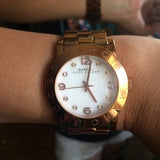 Marc Jacobs Amy White Dial Rose Gold Stainless Steel Strap Watch for Women - MBM3077