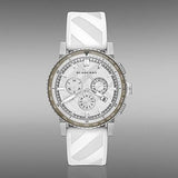 Burberry The City Chronograph Silver Dial White Rubber Strap Watch for Men - BU9810