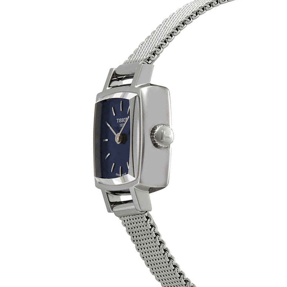 Tissot Lovely Square Blue Dial Silver Mesh Bracelet Watch For Women - T058.109.11.041.00