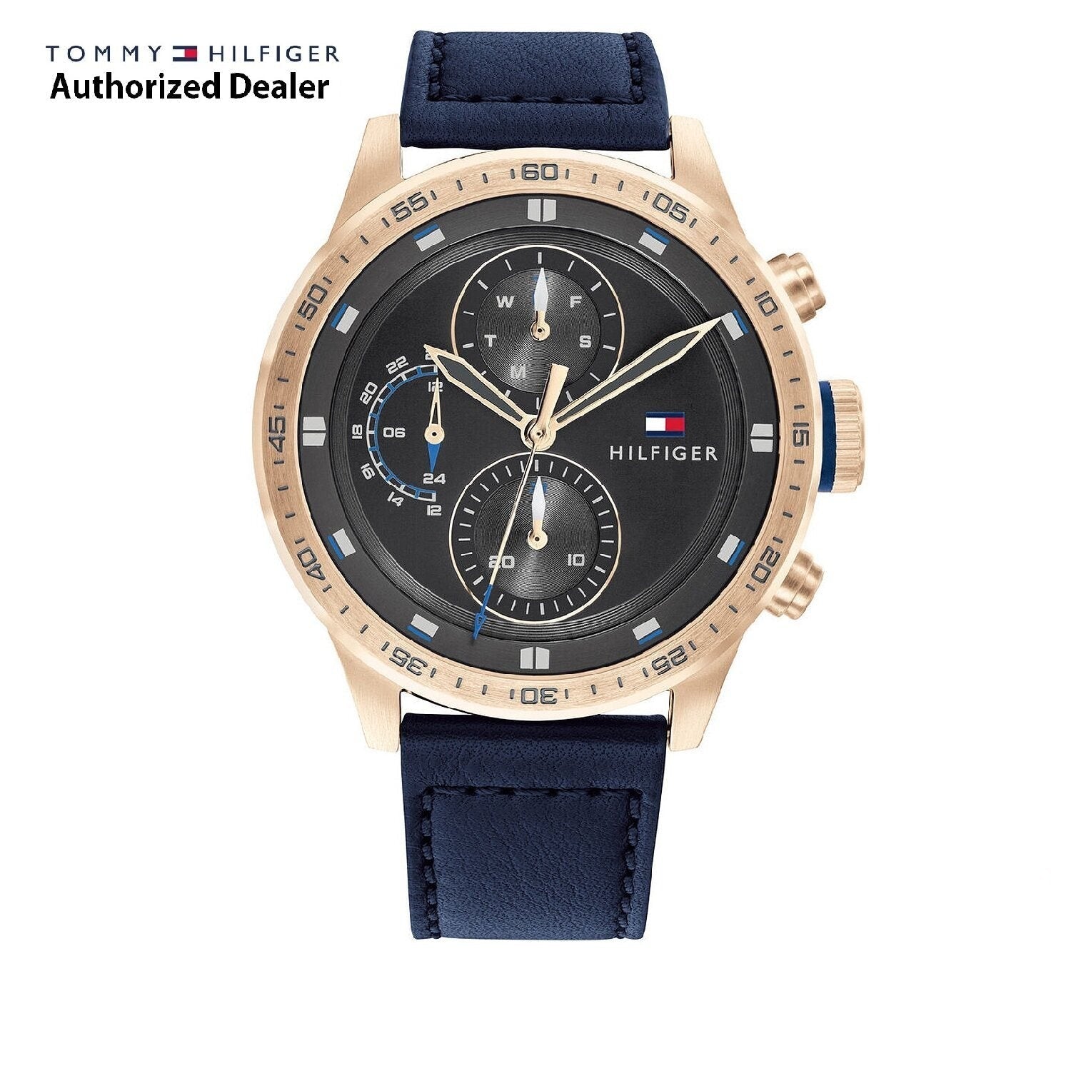 Tommy Hilfiger Trent Chronograph Grey Dial Black Leather Strap Watch For Men - 1791808